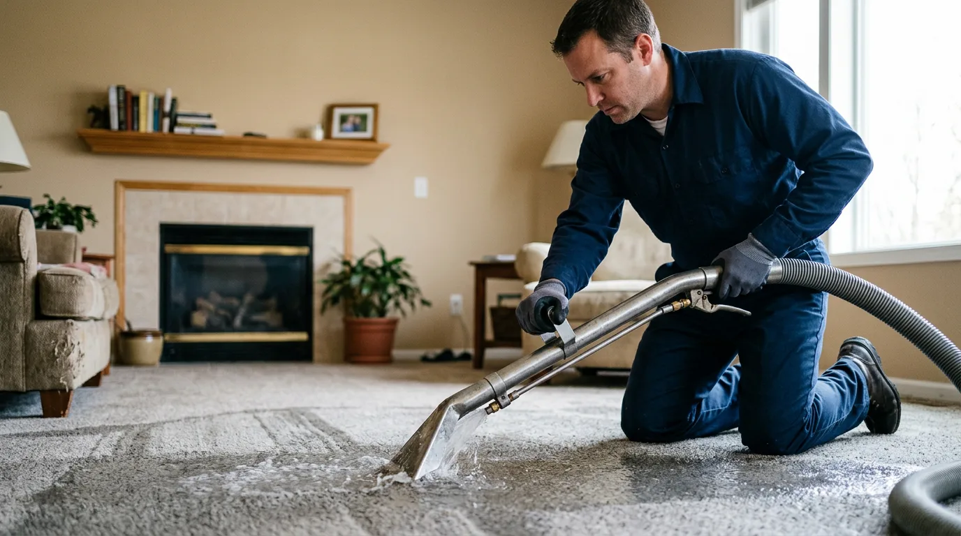Water damage restoration technician working near Waukee, IA